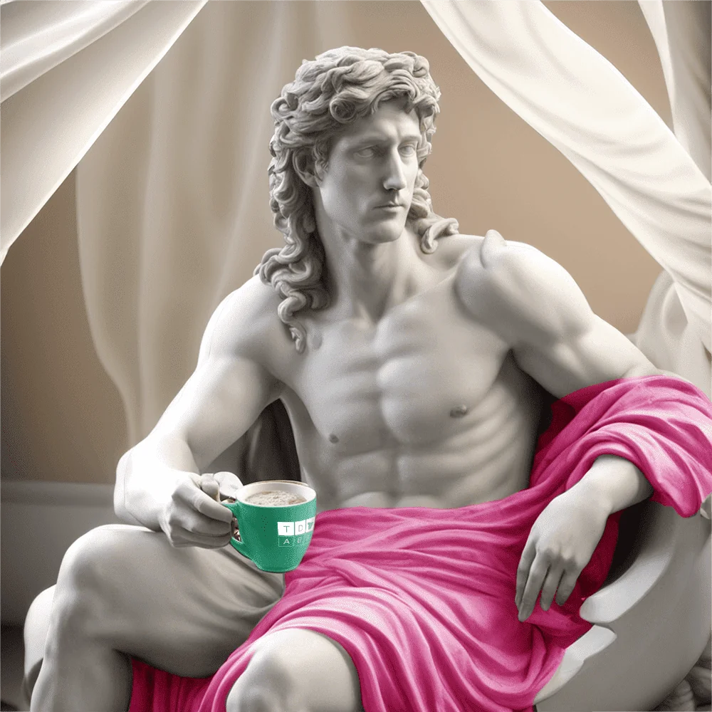 Estatua en una pausa para el café en un congreso de cirugía plástica