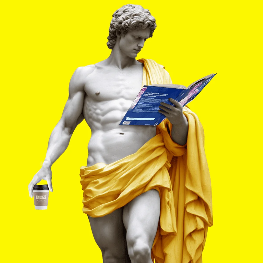 Statue reading the Atlas of Advanced Body Sculpting